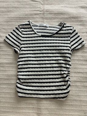 Altar’d State Striped Short Sleeve Knit Top - Black & White